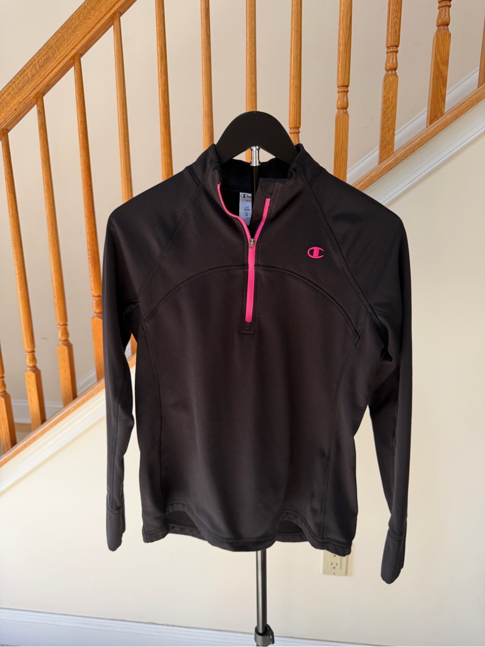 Champion Black Pullover Half-Zip with Pink Accents